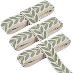3 Yards Polyester Leaf Jacquard Ribbons, Dark Sea Green, 1 inch(25.5mm), about 3.00 Yards(2.74m)/Skein(SRIB-WH20020-020A)