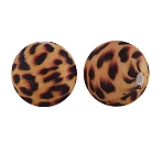 Round with Leopard Print Pattern Food Grade Silicone Beads, Peru, 15mm(PW-WG66974-10)
