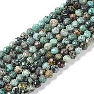 Natural African Turquoise(Jasper) Beads Strands, Round, Faceted, 4mm, Hole: 0.7mm, about 103pcs/strand, 15.16''(38.5cm)(G-N342-29B)