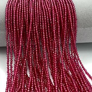 Transparent Glass Beads Strands, Faceted Rondelle, Cerise, 2mm, Hole: 0.6mm, about 204~210pcs/strand, 14.49~14.88''(36.8~37.8cm)(GLAA-TAC0016-10)
