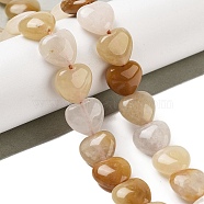 Natural Topaz Jade Beads Strands, Heart, 11~11.5x12x6mm, Hole: 1.1mm, about 36pcs/strand, 15.35 inch(39cm)(G-B022-33C)