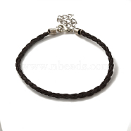 Trendy Braided Imitation Leather Bracelet Making, with Iron Lobster Claw Clasps and End Chains, Coconut Brown, 200x3mm(BJEW-S076-017)