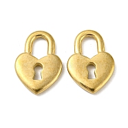 Ion Plating(IP) 304 Stainless Steel Pendants, Heart Shape Padlock Charm, Real 18K Gold Plated, 21.5x15x2.5mm, Hole: 8x5mm(STAS-P341-21B-G)