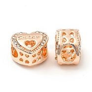 Rack Plating Alloy Rhinestone European Beads, Large Hole Beads, Heart with Word Sister, Rose Gold, 10.5x12x8.5mm, Hole: 4.5x5mm(PALLOY-P289-30RG)