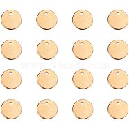 304 Stainless Steel Charms, Flat Round, Stamping Blank Tags, Golden, 10x1mm, Hole: 1mm, 50pcs/box(STAS-PH0035-08G)