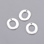 201 Stainless Steel Charms, Letter, Silver Color Plated, Letter.O, 11x9.5x0.7mm, Hole: 1mm(STAS-L232-007O)