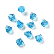Glass Imitation Austrian Crystal Beads, Faceted, Diamond, Deep Sky Blue, 8x7.5mm, Hole: 0.9mm(GLAA-H024-13A-17)