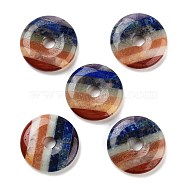 Chakra Natural Gemstone Pendants, Donut/Pi Disc Charms, 30x6mm, Hole: 6mm(G-K099-30mm-01)