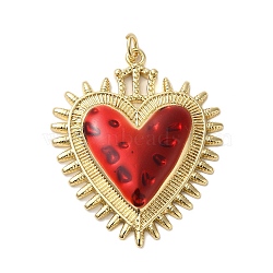 Rack Plating Brass Enamel Pendants, with Jump Ring, Cadmium Free & Lead Free, Heart Charm, Real 18K Gold Plated, 38x31x4.3mm, Hole: 4mm(KK-S372-01G-06)