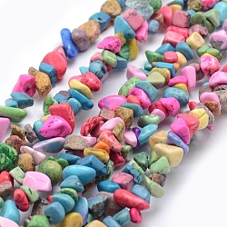 Synthetic Turquoise Beads Strands, Dyed, Chip, 5~8mm, Hole: 1mm, about 33 inch(84cm)(X-G-P332-24C)