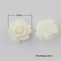 Resin Cabochons, Flower, White, 7x3mm(CRES-B3462-A01)