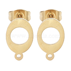 Oval Ion Plating(IP) 304 Stainless Steel Stud Earring Findings, with Loop, Golden, 12x7.5mm, Hole: 1.2mm, Pin: 0.8x11mm(STAS-I206-122G)