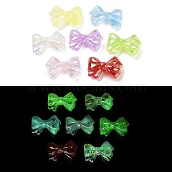 Luminous UV Plating Rainbow Iridescent Acrylic Beads, Glow in the Dark Beads, Bowknot, Mixed Color, 21x31x12mm, Hole: 2.8mm(OACR-O008-10)