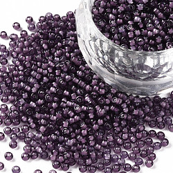 12/0 Grade A Round Glass Seed Beads, Transparent Inside Colours, Medium Purple, 2x1.5mm, Hole: 0.7mm, about 48500pcs/pound(SEED-N001-D-11/218)