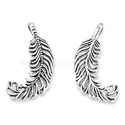 Tibetan Style Alloy Pendants, Cadmium Free & Lead Free, Feather, Antique Silver, 26x18x1.5mm, Hole: 1.6mm, about 950pcs/1000g(TIBEP-N008-190)