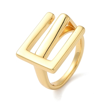 Brass Letter E Geometric Open Cuff Rings for Women, Golden, 13mm, Inner Diameter: 16mm