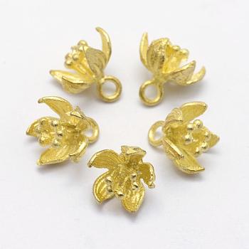 Brass Pendants, Lead Free & Cadmium Free & Nickel Free, Flower, Raw(Unplated), 9x9mm, Hole: 1.5mm