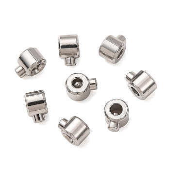 304 Stainless Steel Crimp Beads, Column, Stainless Steel Color, 4x2.5x3mm, Hole: 1.5mm