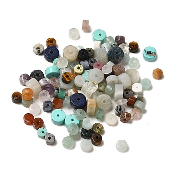 Natural Mixed Gemstone Beads, Disc, Heishi Beads, Mixed Dyed and Undyed, 4~6.5x2~3.5mm, Hole: 1mm, about 467pcs/50g