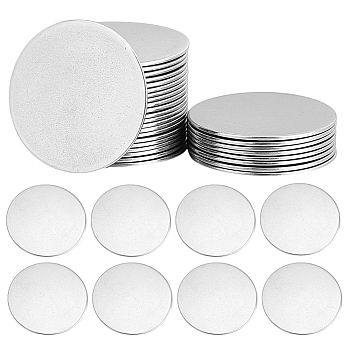 Stainless Steel Stamping Blank Tag Cabochons, Flat Round, Stainless Steel Color, 30x1mm, 30pcs/box