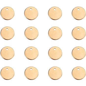304 Stainless Steel Charms, Flat Round, Stamping Blank Tags, Golden, 10x1mm, Hole: 1mm, 50pcs/box