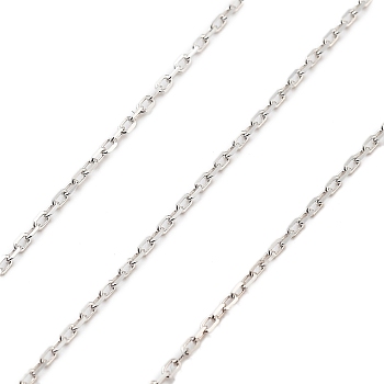 925 Sterling Silver Paperclip Chains, Soldered, without Spool/Card Paper, Silver, 1.5x1x0.5mm