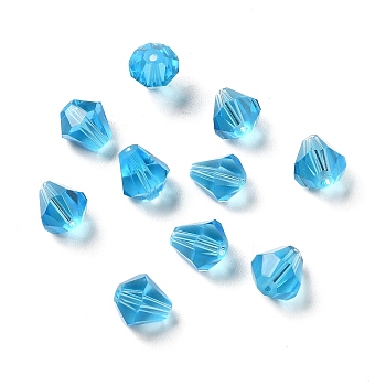Glass Imitation Austrian Crystal Beads, Faceted, Diamond, Deep Sky Blue, 8x7.5mm, Hole: 0.9mm