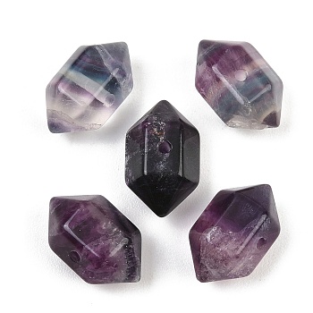 Natural Rainbow Fluorite Beads, Faceted, Hexagonal Double Terminated Point Bullet Beads, 17~18x9~11x9~11mm, Hole: 1.5mm