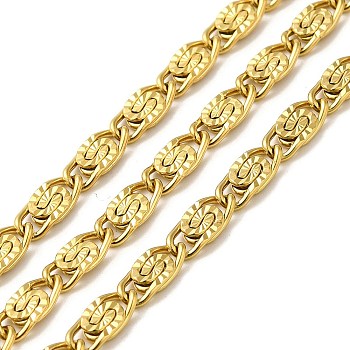 Ion Plating(IP) 304 Stainless Steel Lumachina Chains, Unwelded, with Spool, Golden, 8.5x4x1mm