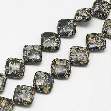 17mm Black Rhombus Synthetic Turquoise Beads