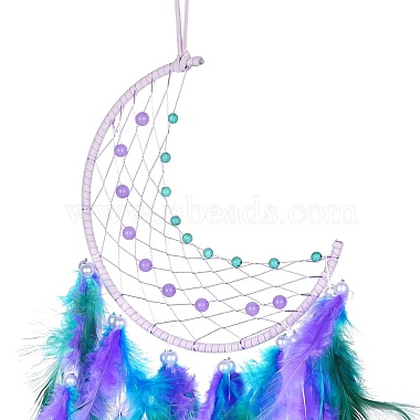 Iron Woven Web/Net with Feather Pendant Decorations(AJEW-P097-06)-2