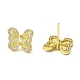 Butterfly Brass Micro Pave Cubic Zirconia Stud Earrings(EJEW-L270-12G)-1