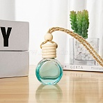 Empty Glass Perfume Bottle Pendants with Wood Cap, Aromatherapy Fragrance Essential Oil Diffuser Bottle, Car Hanging Decor, Turquoise, 5x3.5cm, Capacity: 10ml(0.34fl. oz)(PW-WG32648-03)