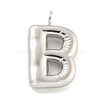 Non-Tarnish 304 Stainless Steel Pendants, Letter Charm, Stainless Steel Color, Letter B, 16.5x10x3mm, Hole: 2mm(STAS-C102-15P-B)