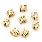 Brass Micro Pave Clear Cubic Zirconia European Beads, Word Love, Real 18K Gold Plated, 11.5x10x7mm, Hole: 4mm(X-KK-P344-03G)