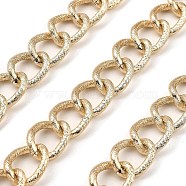 Aluminium Curb Chains, Texture, Unwelded, with Spool, Light Gold, 18x13.5x2.5mm, about 32.81 Feet(10m)/Roll(CHA-C002-13KCG)