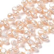 Natural Cultured Freshwater Pearl Beads Strands, Grade 4A+, Two Sides Polished, Beige, 8~10x6.5~7x5~6mm, Hole: 0.5mm, about 80pcs/strand, 16.42''(41.7cm)(PEAR-J007-83A)