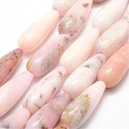 Natural Pink Opal Beads Strands, teardrop, 30x10mm, Hole: 2mm, about 11pcs/strand, 15.7 inch(40cm)(G-L163-06-30x10mm)