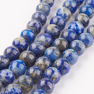 Natural Lapis Lazuli Beads Strands, Round, 8mm, Hole: 1mm, about 48pcs/strand, 15.7 inch(40cm)(X-G-G099-8mm-7A)