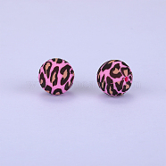 Printed Round Silicone Focal Beads, Magenta, 15x15mm, Hole: 2mm(SI-JX0056A-88)