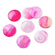 Natural Striped Agate/Banded Agate Cabochons, Flat Round, Dyed & Heated, 37x4mm(G-O190-03)