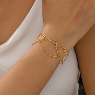 Simple Brass Tassel Chain Bracelets, Real 18K Gold Plated(KE5931)