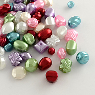 Mixed ABS Plastic Imitation Pearl Beads, Mixed Color, 8~17x8~15x5~13mm, Hole: 1~2mm(MACR-R546-20)