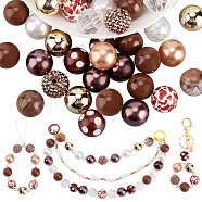 Elite 1 Set Mixed Style Acrylic Round Beads Sets, Coconut Brown, 19~20mm, Hole: 2mm, about 50pcs/bag(SACR-PH0001-52K)
