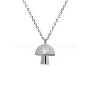 925 Sterling Silver Enamel Mushroom Pendant Necklaces, Versatile Style Collar Chain for Women, Platinum, White, 15.75 inch(40cm)(JN1085B)