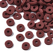 Handmade Polymer Clay Beads, Disc/Flat Round, Heishi Beads, Dark Red, 4x1mm, Hole: 1mm, about 55000pcs/1000g(CLAY-R067-4.0mm-B29)