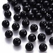 Opaque Acrylic Beads, Round, Black, 10x9mm, Hole: 2mm, about 940pcs/500g(MACR-S370-C10mm-S002)