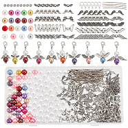 DIY Fairy Keychain Making Kit, Including Zinc Alloy Lobster Claw Clasps, Tibetan Style Alloy Wing & Imitated Pearl Acrylic Beads, Antique Silver, 360Pcs/box(DIY-AR0003-39)