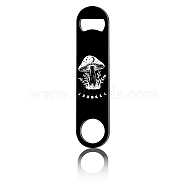 430 Stainless Steel Bottle Openers, Laser Cut, Rectangle, Mushroom, 178x40x2mm(AJEW-WH0259-024)