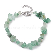 Natural Green Aventurine Chips Beaded Bracelet, with 304 Stainless Steel Clasps, 7-1/4 inch(18.5cm)(BJEW-JB09686-05)